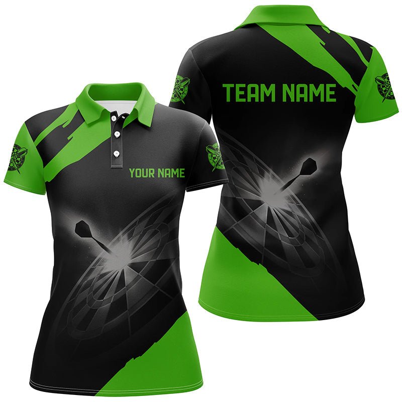 Dames Dart Polo Shirt in Zwart en Groen L1396