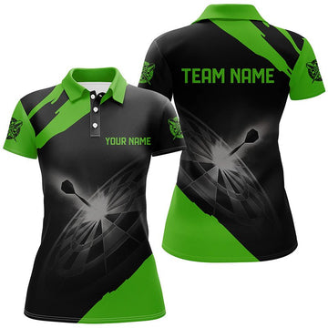 Dames Dart Polo Shirt in Zwart en Groen L1396