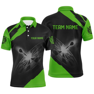 Heren Darts Polo Shirt in Zwart en Groen L1396