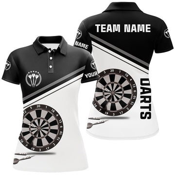 Dames Darts Polo Shirt in Zwart en Wit Q96