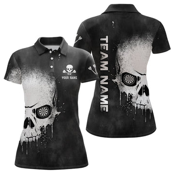 Dames Polo Shirt met Zwart-Witte Rookskull - S589