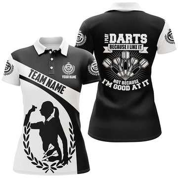 Dames Dartshirt Zwart-Wit V202