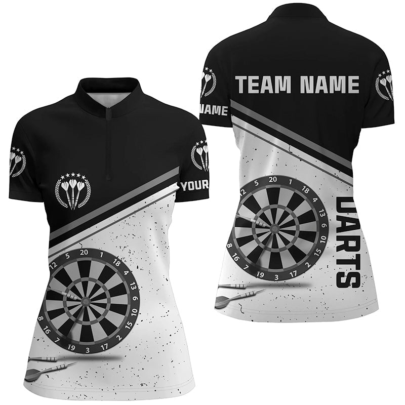 Dames Grunge Darts 1/4 Zip Trui in Zwart en Wit W542