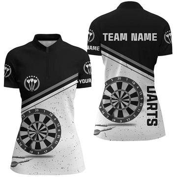 Dames Grunge Darts 1/4 Zip Trui in Zwart en Wit W542