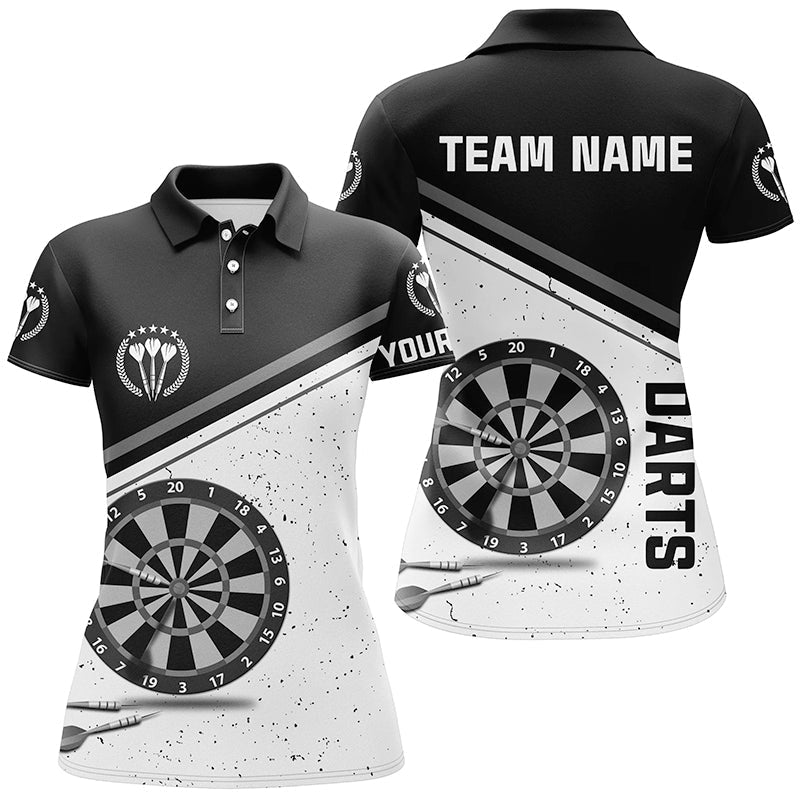 Dames Grunge Darts Polo Shirt in Zwart en Wit U260