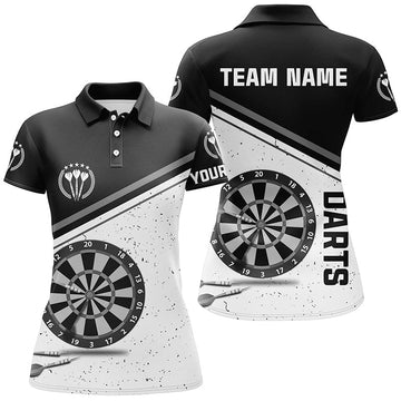 Dames Grunge Darts Polo Shirt in Zwart en Wit U260