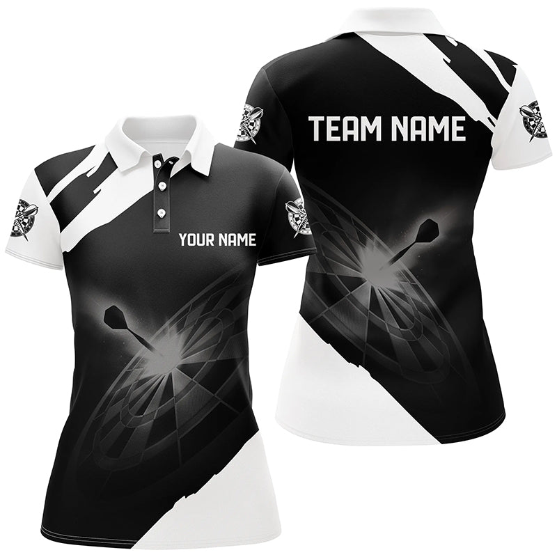 Dames Darts Polo Shirt in Zwart en Wit L1395