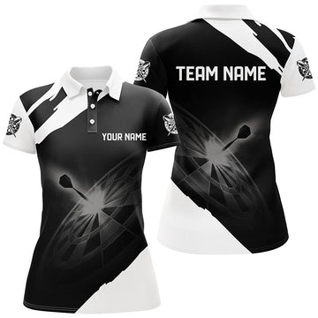 Dames Darts Polo Shirt in Zwart en Wit L1395