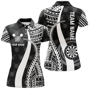 Zwart-Wit Tribale Darts Polo Shirt voor Dames F128