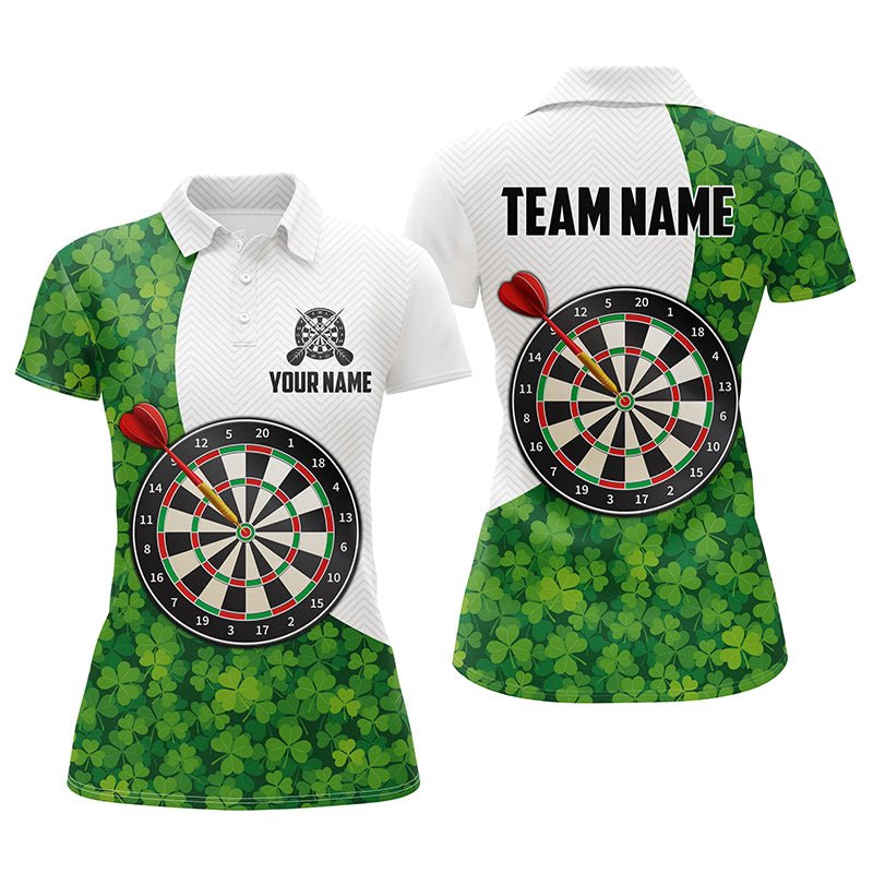 Darts Poloshirt voor Dames met Groene Klavertje voor St. Patrick's Day L1479