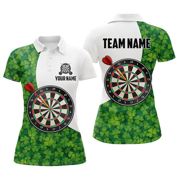 Darts Poloshirt voor Dames met Groene Klavertje voor St. Patrick's Day L1479