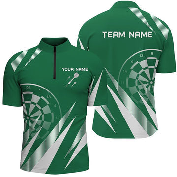 Heren Darts Shirt met Kwart Rits voor St. Patrick's Day L1460