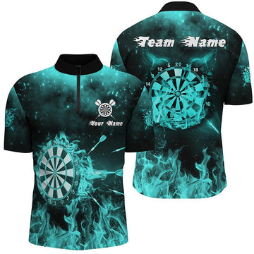 Turquoise Vuurvlam Darts Poloshirt voor Mannen L1379