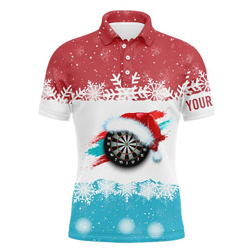 Heren Polo Shirt met Kerstman Design in Rood en Blauw