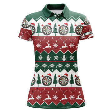 Dames Kerstboom Sneeuwvlok Darts Polo Shirt Q585