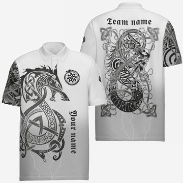 Witte Viking Dart Polo voor Mannen "Noordse Legenden" met Zee Serpent Rune vk4263