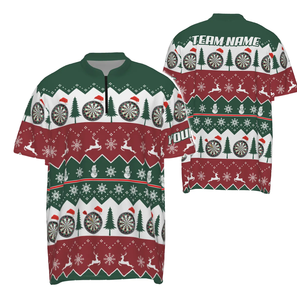 Kerstboom Sneeuwvlok Darts 1/4 Zip Shirt voor Mannen R353