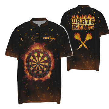 Heren Vlam Darts Koning Kwart-Rit Jersey met Naam C238